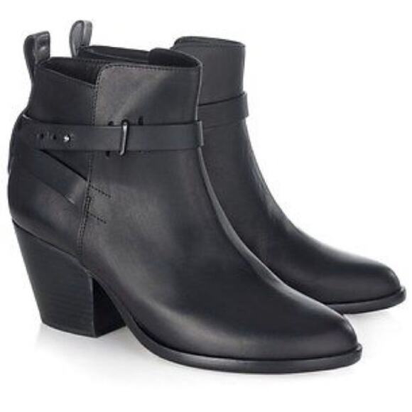 rag & bone Black Leather Strappy ankle Boots Dalton Booties 39.5 - Picture 1 of 8